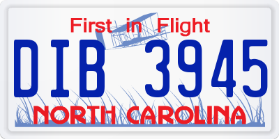 NC license plate DIB3945