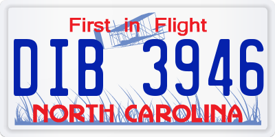 NC license plate DIB3946