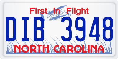 NC license plate DIB3948