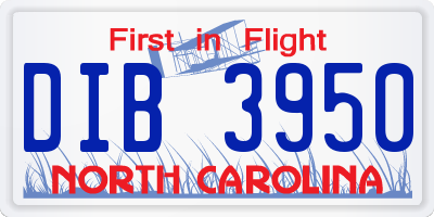 NC license plate DIB3950