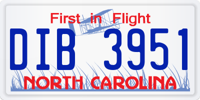 NC license plate DIB3951