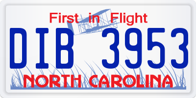 NC license plate DIB3953