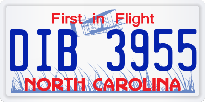 NC license plate DIB3955