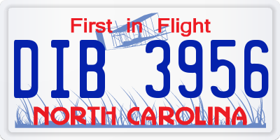 NC license plate DIB3956