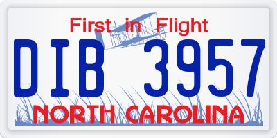 NC license plate DIB3957