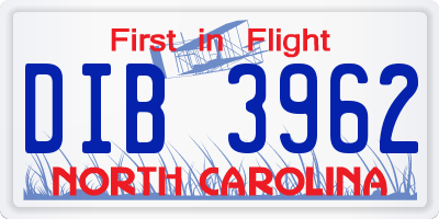 NC license plate DIB3962