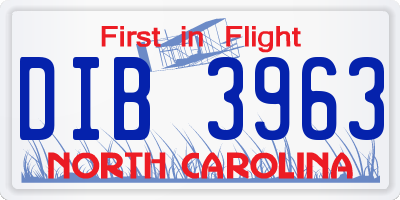 NC license plate DIB3963