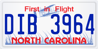 NC license plate DIB3964