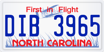 NC license plate DIB3965