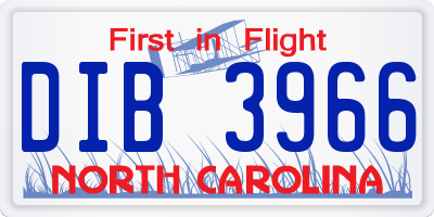 NC license plate DIB3966