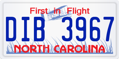 NC license plate DIB3967