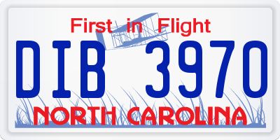 NC license plate DIB3970