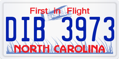 NC license plate DIB3973