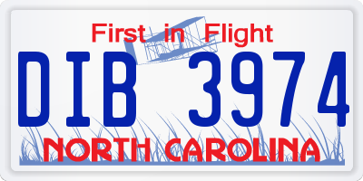 NC license plate DIB3974