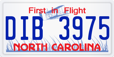 NC license plate DIB3975