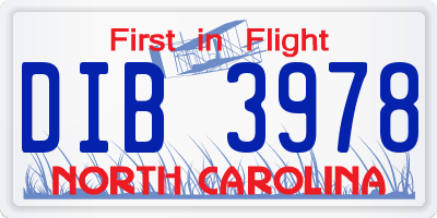 NC license plate DIB3978