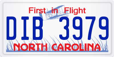 NC license plate DIB3979