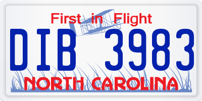 NC license plate DIB3983