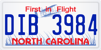 NC license plate DIB3984