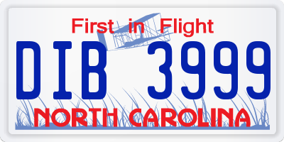 NC license plate DIB3999