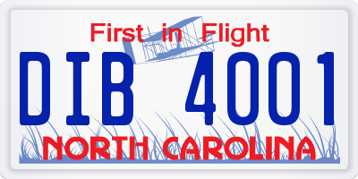 NC license plate DIB4001
