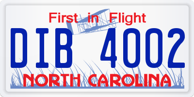 NC license plate DIB4002