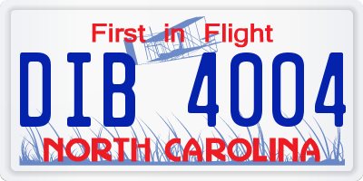 NC license plate DIB4004