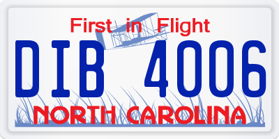 NC license plate DIB4006