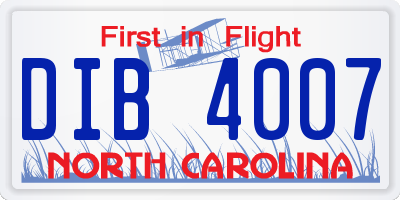 NC license plate DIB4007