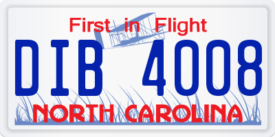 NC license plate DIB4008
