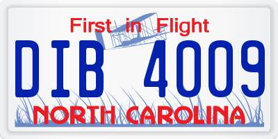 NC license plate DIB4009
