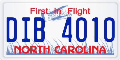 NC license plate DIB4010