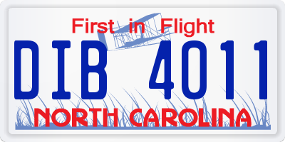 NC license plate DIB4011