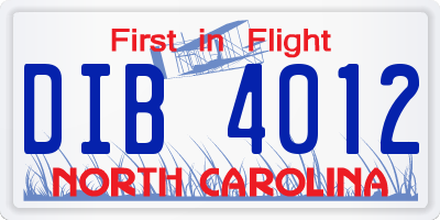 NC license plate DIB4012