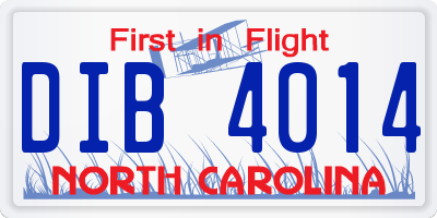 NC license plate DIB4014
