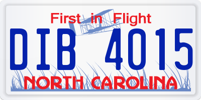 NC license plate DIB4015