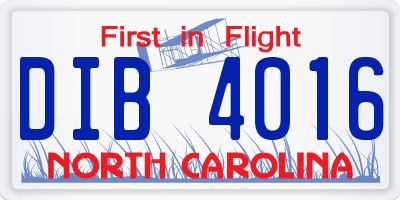 NC license plate DIB4016