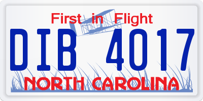 NC license plate DIB4017