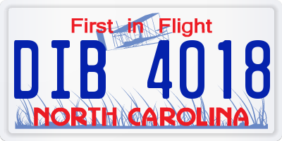 NC license plate DIB4018