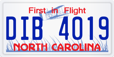 NC license plate DIB4019