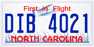 NC license plate DIB4021