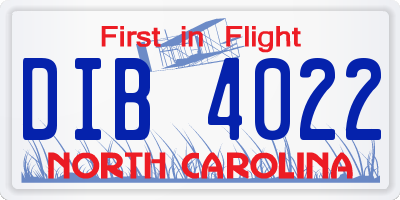 NC license plate DIB4022