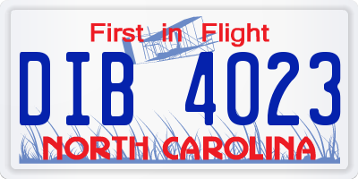 NC license plate DIB4023