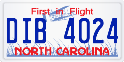 NC license plate DIB4024