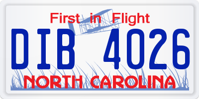 NC license plate DIB4026