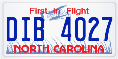NC license plate DIB4027