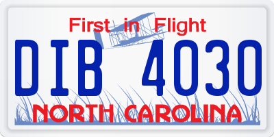 NC license plate DIB4030