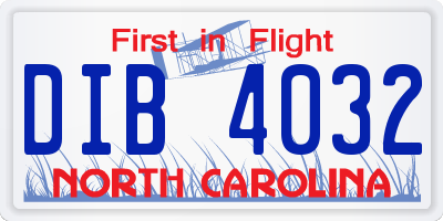NC license plate DIB4032