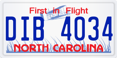 NC license plate DIB4034