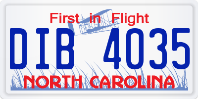 NC license plate DIB4035